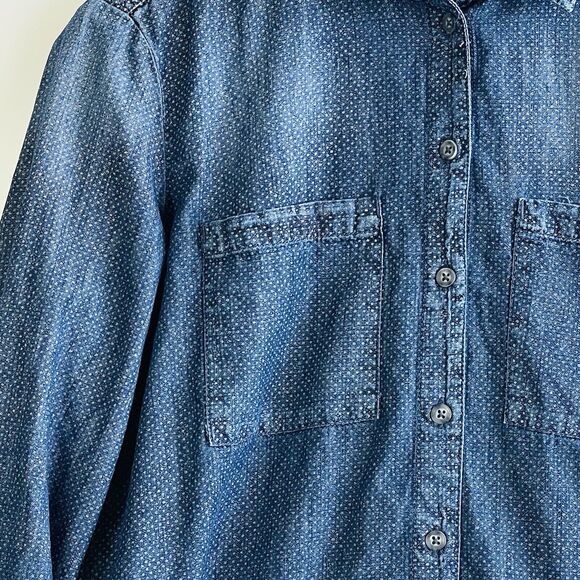 Pilcro & The Letterpress Denim Swiss Dot‎ Button Up Long Sleeve Shirt Womens XS - Picture 3 of 11
